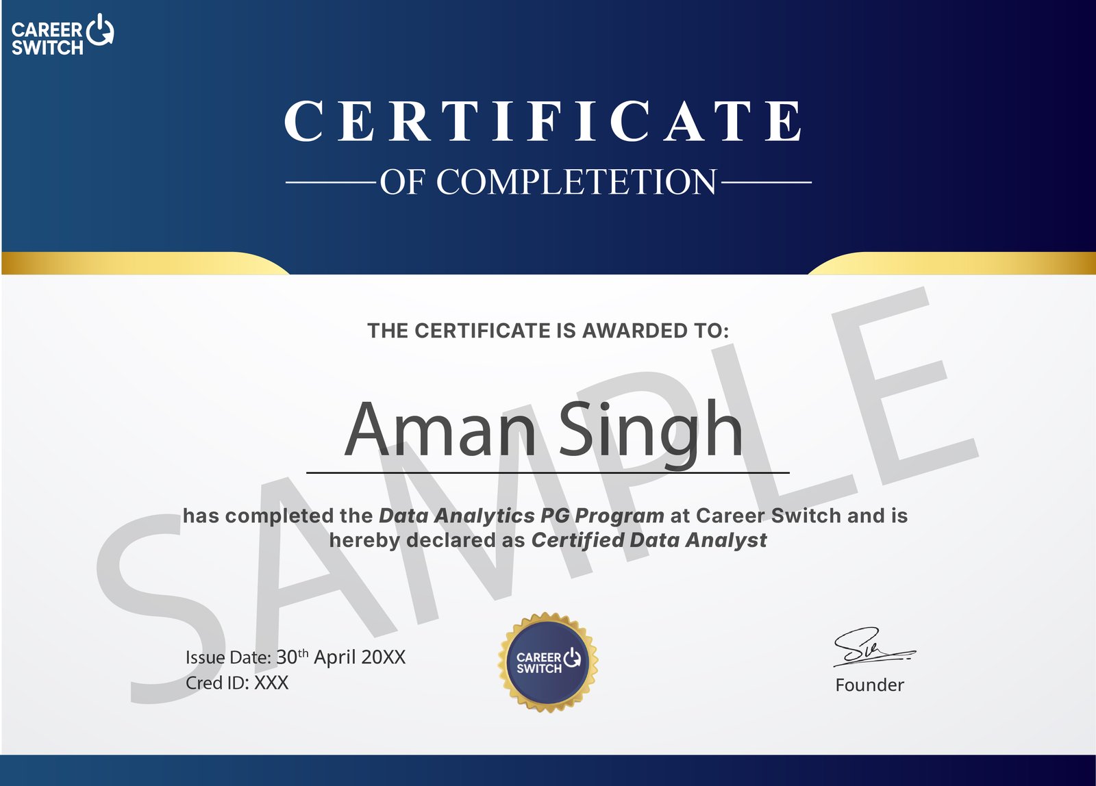 Data Analytics sample certificate
